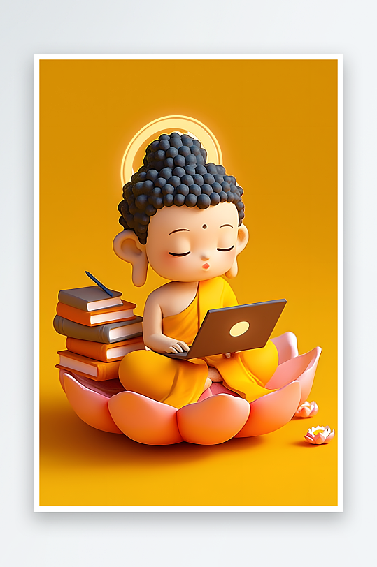 AI電腦竹子潮流神話佛祖觀音IP形象插畫