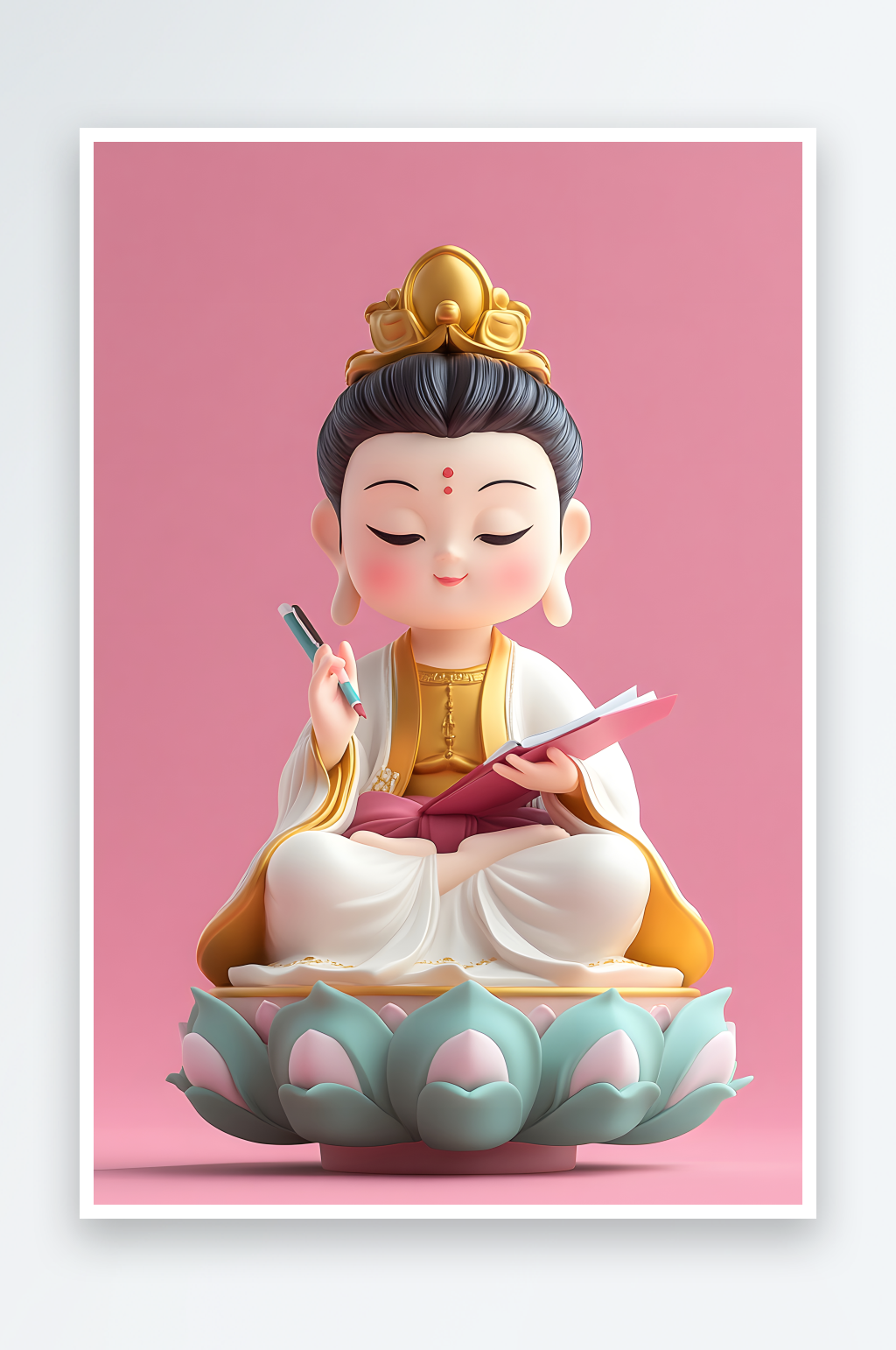 AI电脑潮流神话佛祖观音IP形象插画素材