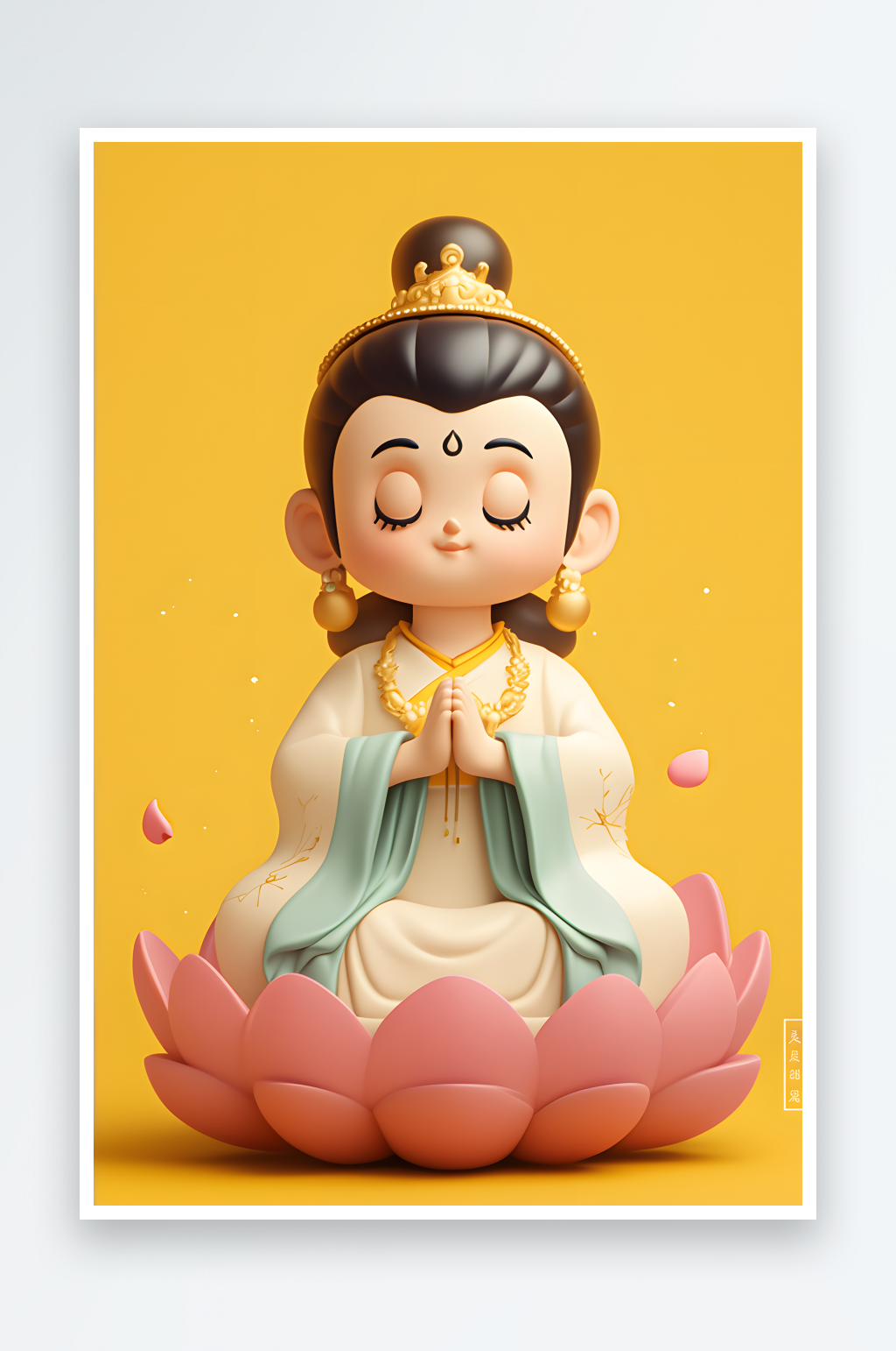 AI電腦潮流神話佛祖觀音IP形象插畫素材