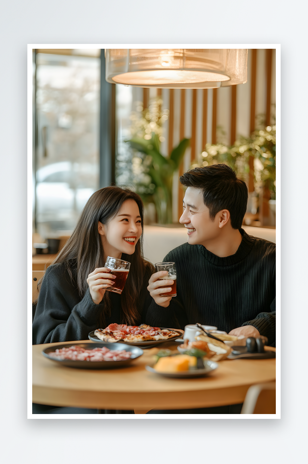 AI520情人节情侣餐厅用餐约会人物摄影图素材