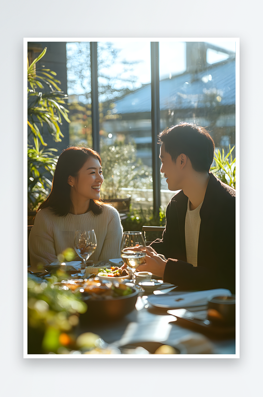 AI礼物520情人节情侣餐厅用餐约会人物摄影图-众图网