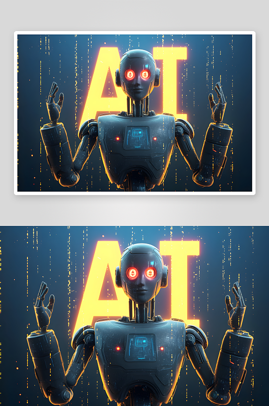 AI元素AI科技未来感机器人插画模型
