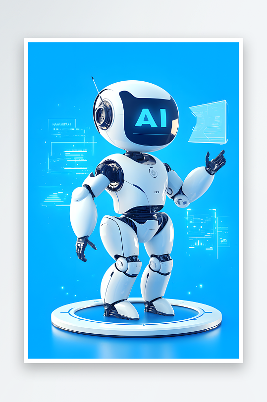 AI元素AI科技未来感机器人插画模型