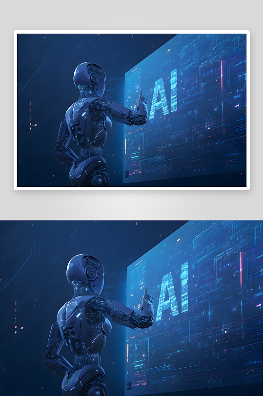 AI数据AI科技未来感机器人插画模型-众图网