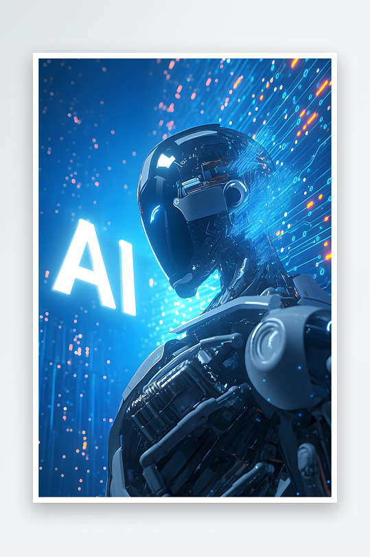 AI智能数据AI科技未来感机器人插画模型-众图网