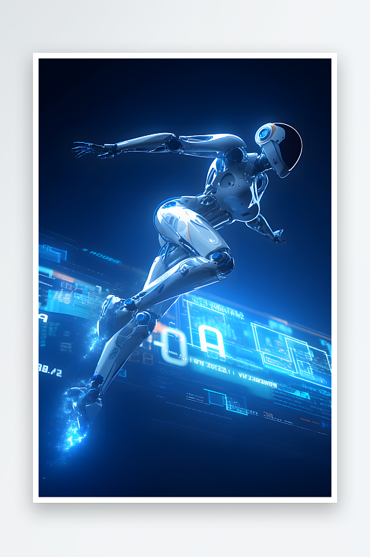 AI可爱蓝色AI科技未来感机器人插画模型-众图网
