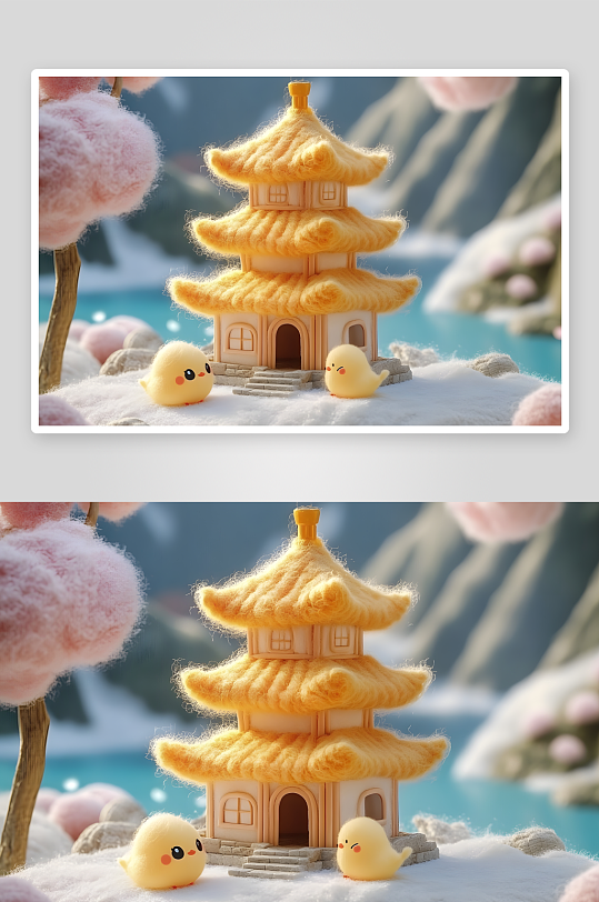 AI著名建筑建筑Jellycat3D毛绒-众图网