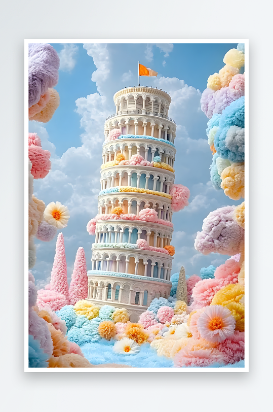 AI著名建筑建筑Jellycat3D毛绒-众图网