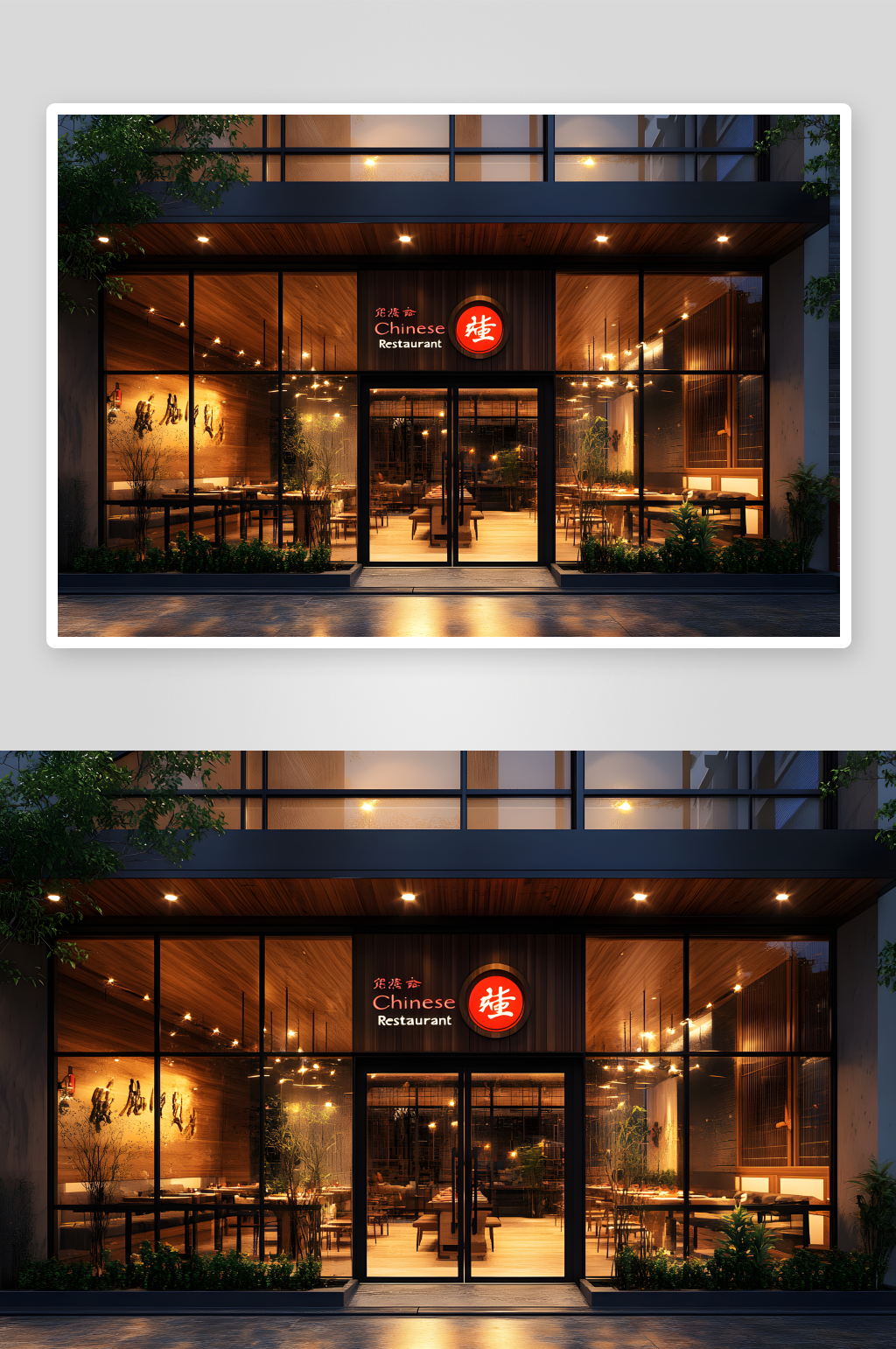 AI街道中式餐厅饭店餐饮门头摄影素材