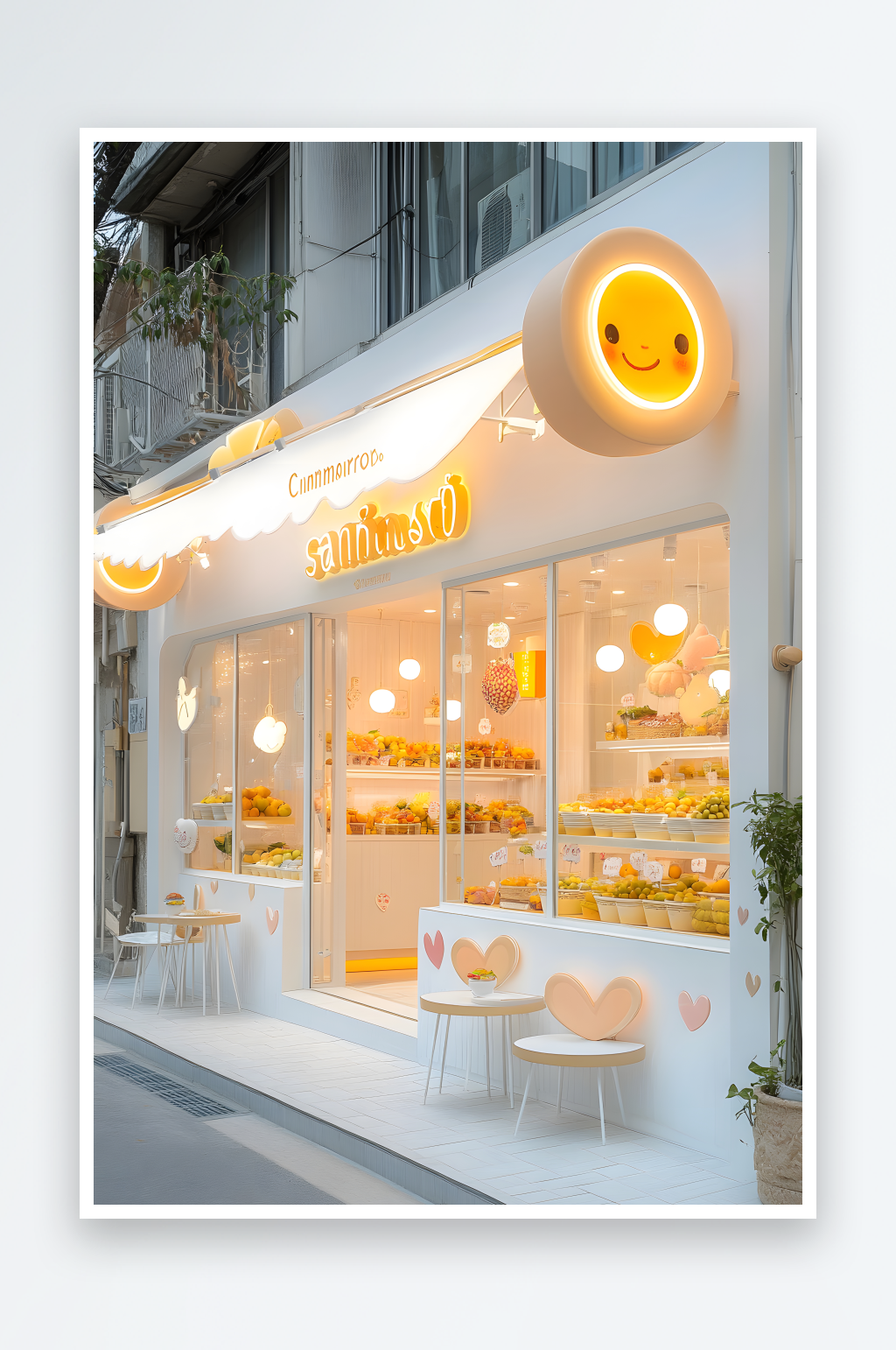 AI冰激凌门街道彩色甜品糖果店水果店门素材