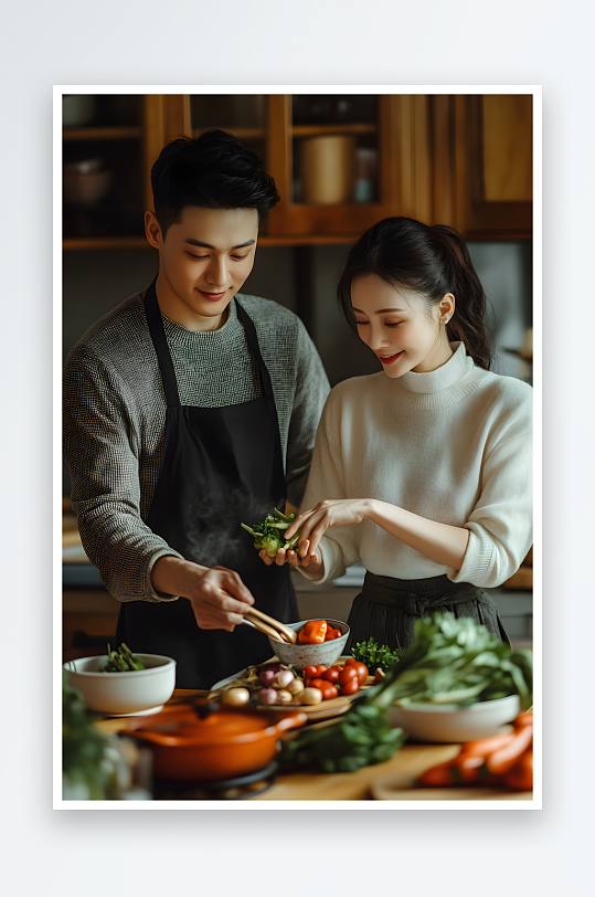 AI美女厨房厨师做饭煮菜居家生活人物摄影-众图网