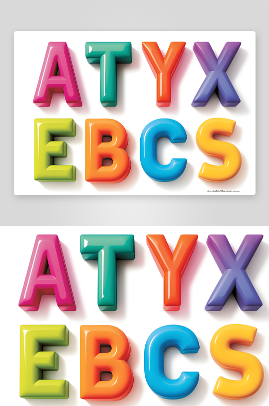 AI卡通24個英文字母字體藝術字元素