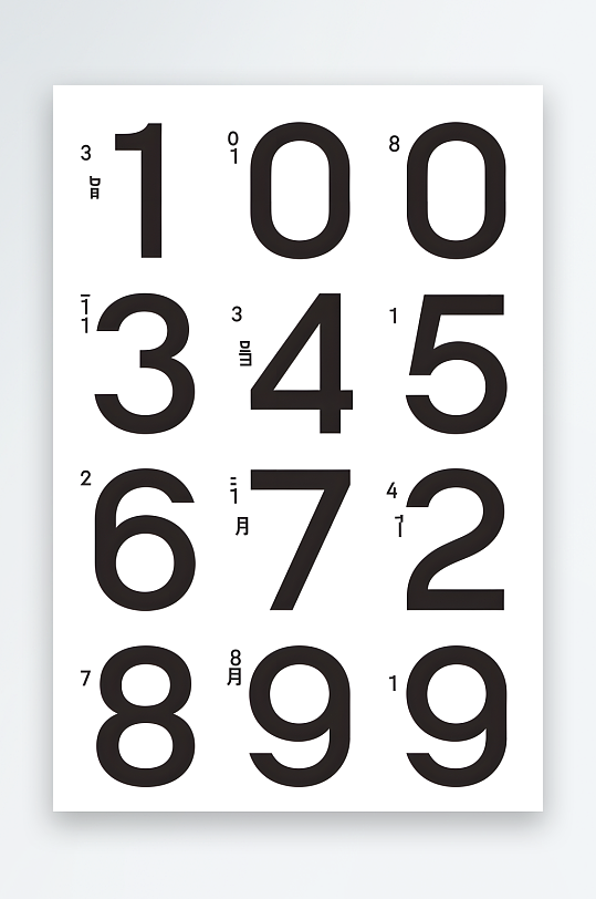AI纹理0至9阿拉伯数字字体艺术字