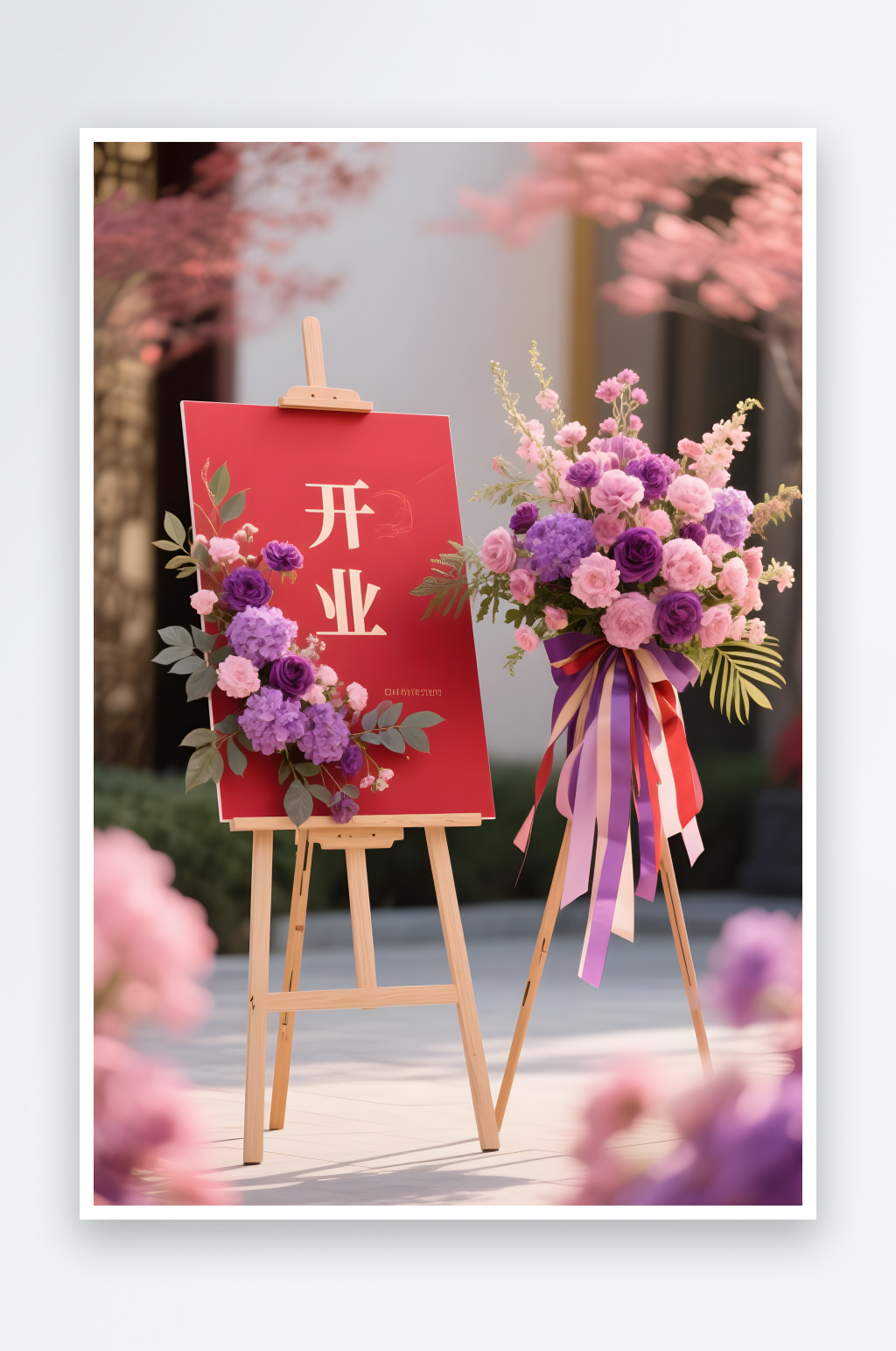 鲜花花架开业画板花篮摄影图素材
