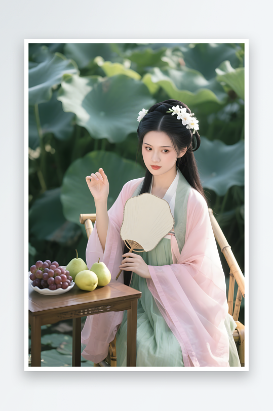 夏季油纸伞樱花唐宋清冷唯美汉服女生摄影图-众图网