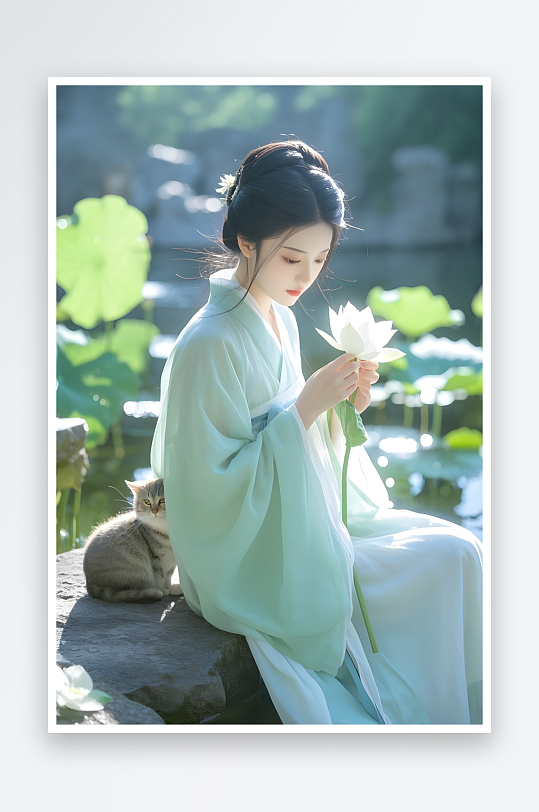 夏季美女明朝明制汉服清冷唯美汉服女生摄影图-众图网