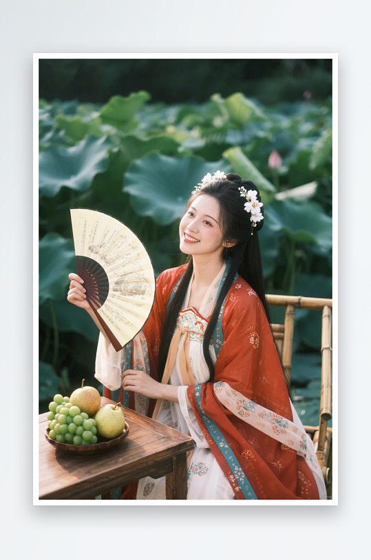 夏季油纸伞樱花唐宋清冷唯美汉服女生摄影图-众图网