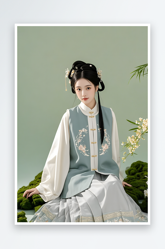 中式汉服日常汉服古装女生人物摄影图-众图网