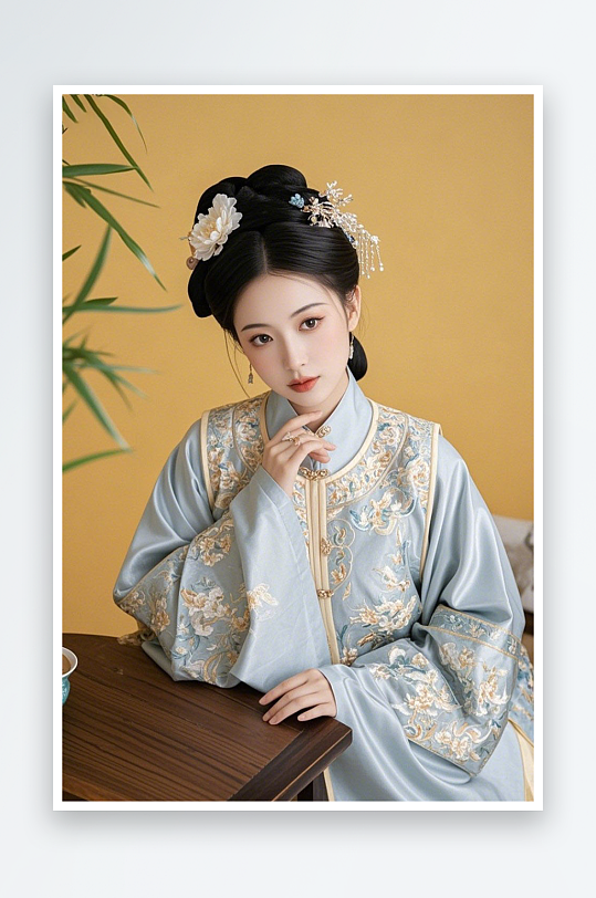 中式汉服日常汉服古装女生人物摄影图-众图网