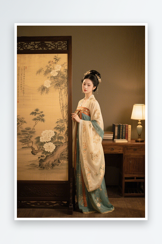 牡丹花日常汉服古装女生人物摄影图-众图网