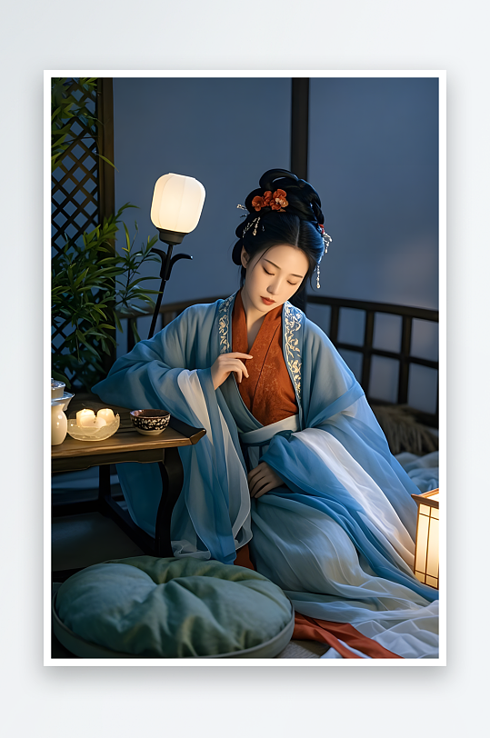 创意古代人自拍瞌睡热梗休闲人物摄影图-众图网