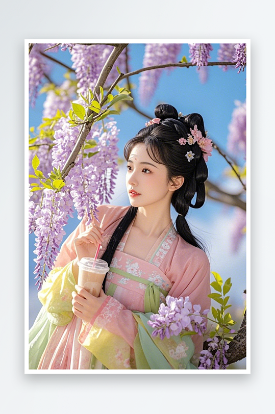 创意古代人打麻将汉服热梗休闲人物摄影图-众图网