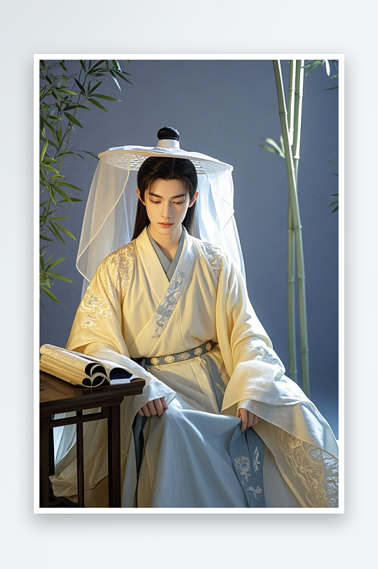 帅气道袍圆男生汉服古装男生人物摄影图-众图网