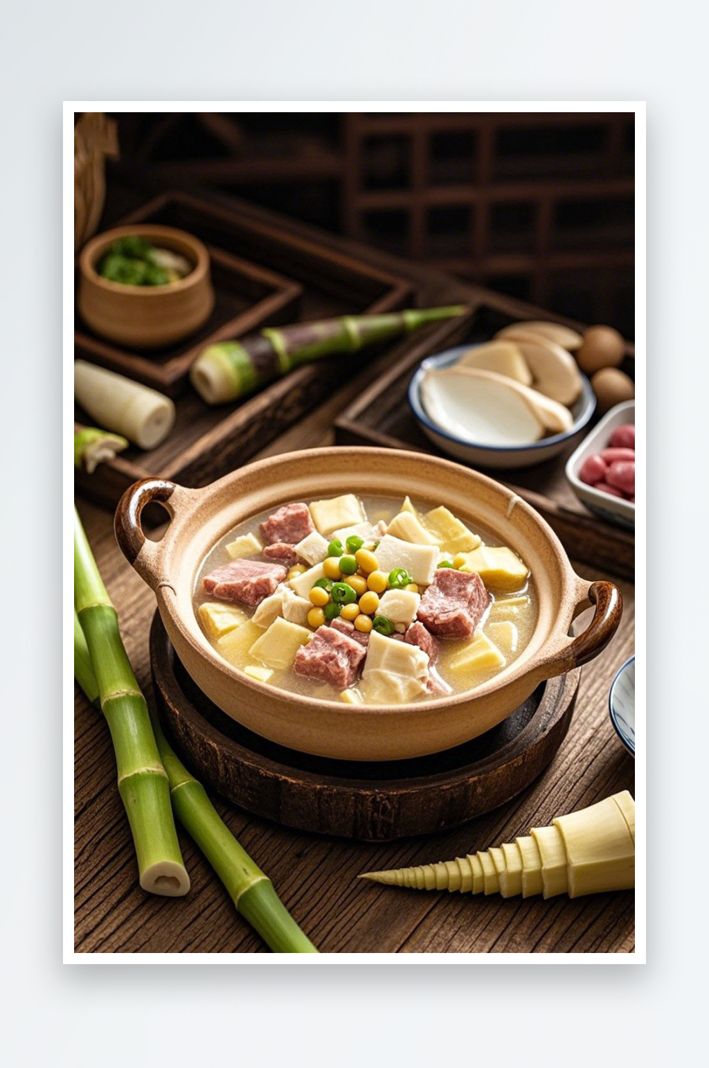 新鲜美食春笋菜品高清摄影图素材