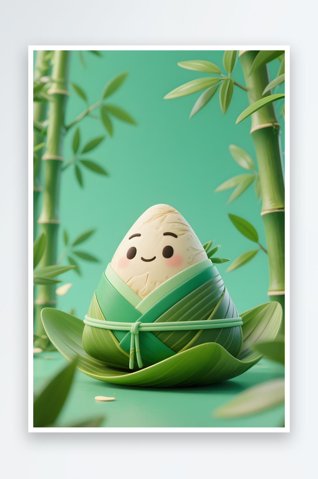 蒸可爱粽子端午节儿童吃粽子模型插画素材