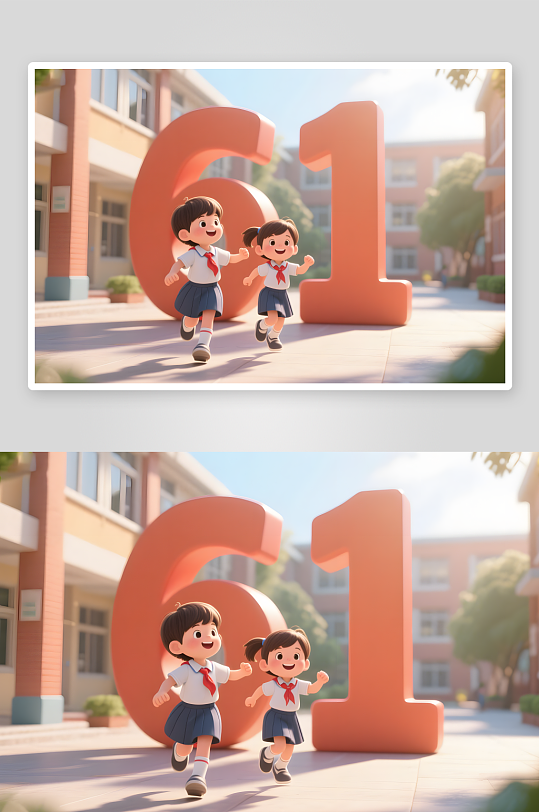 向日葵鲜花六一儿童节61立体模型插画-众图网