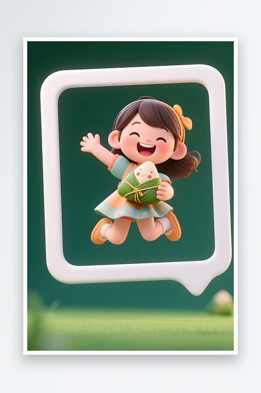 傳統(tǒng)節(jié)日留言板端午節(jié)兒童吃粽子模型插畫(huà)