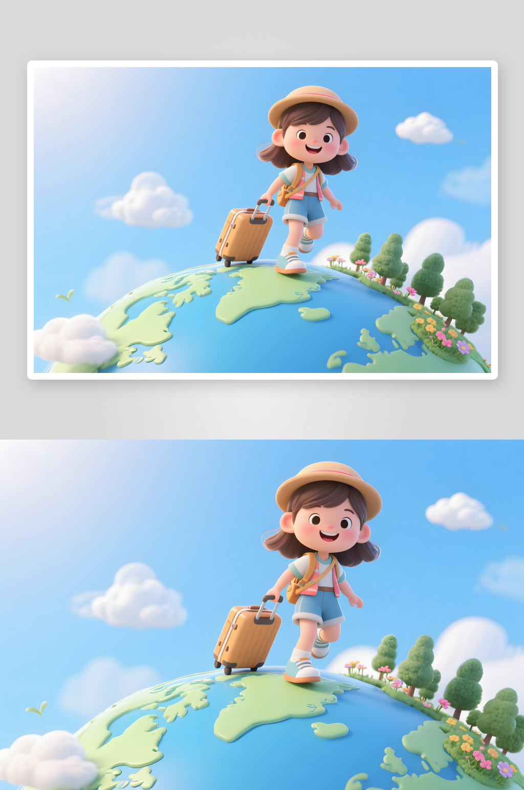 旅行自拍六一儿童节旅行地球模型插画素材