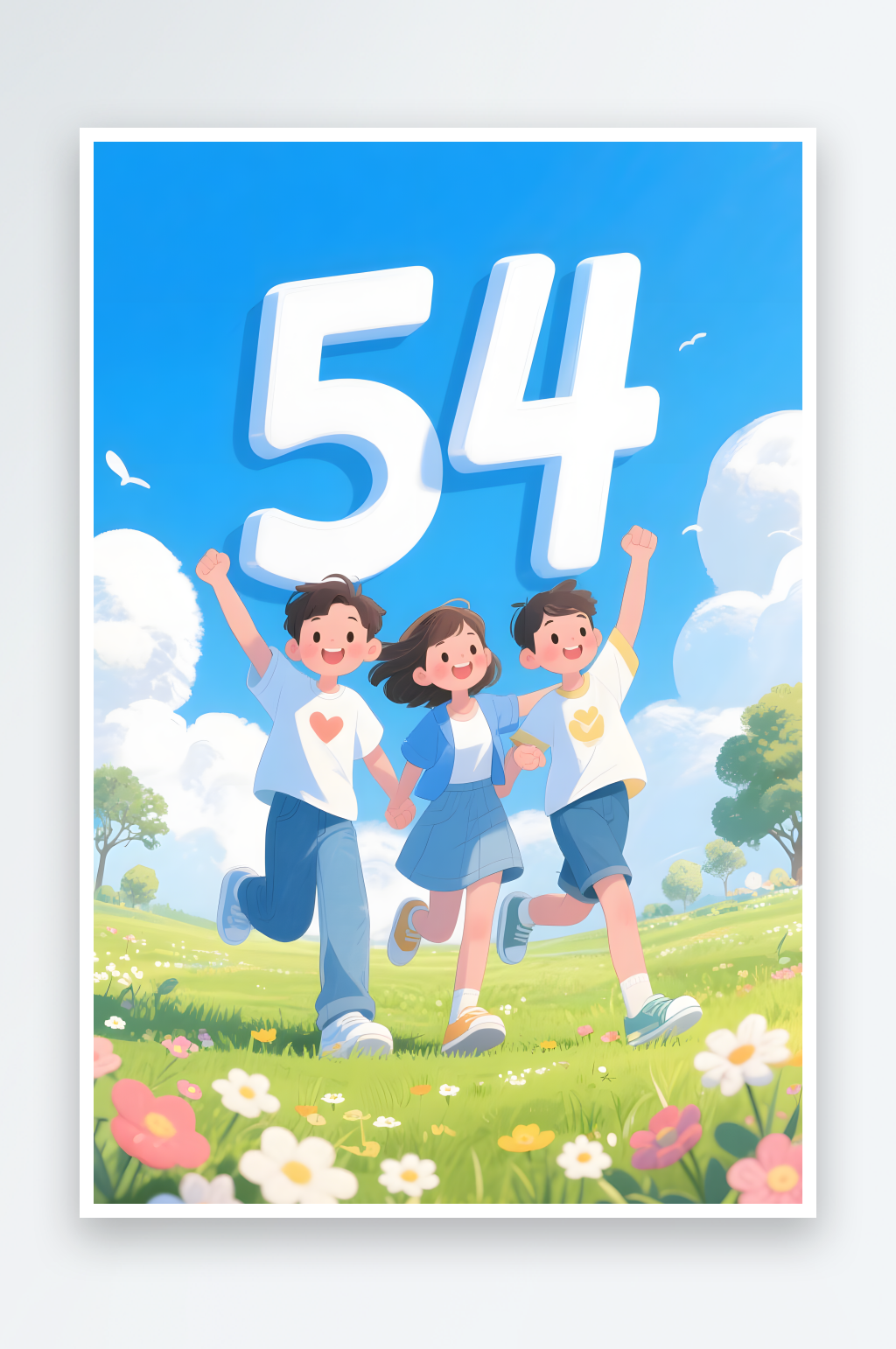 五四青年节活力青春立体字背景图素材