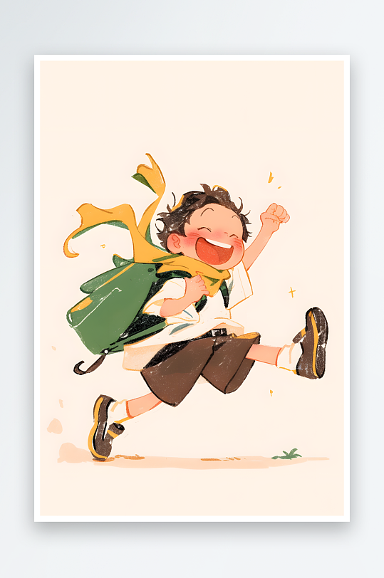 六一儿童节画画扁平化涂鸦风小孩插画-众图网