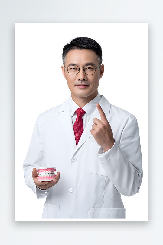 爱护牙齿牙医手持假牙科医生职业人物摄影图