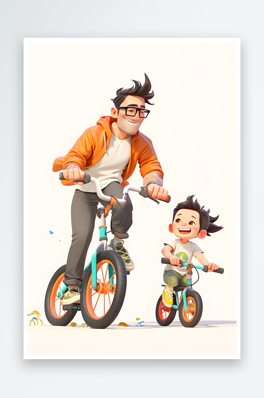 温馨送礼物父亲节爸爸与孩子模型插画-众图网