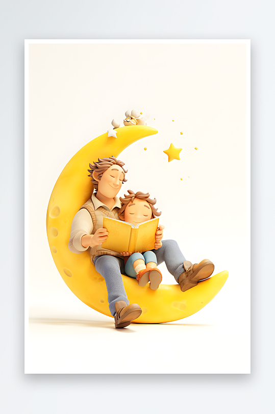 感恩送鲜花父亲节爸爸与孩子骑自行模型插画-众图网