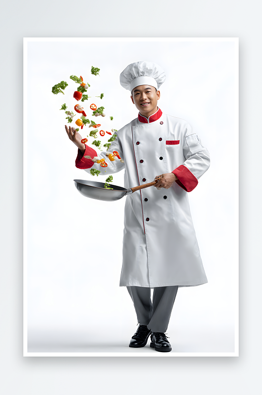 廚師放調(diào)料廚師職業(yè)人物攝影圖
