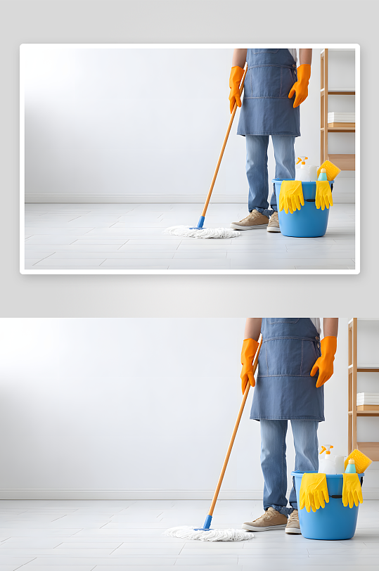 家政清洁工具保姆家政职业人物摄影图