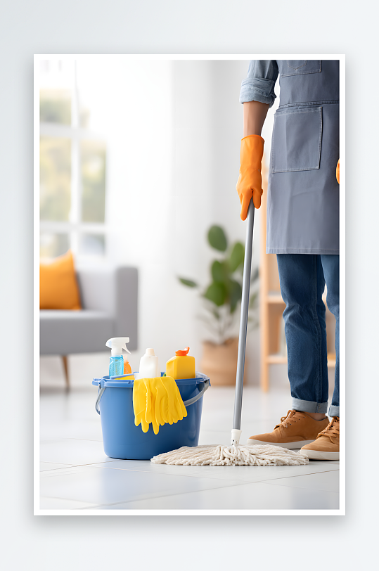 家政清洁工具保姆家政职业人物摄影图