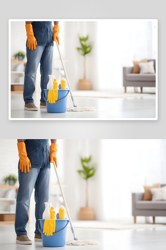 家政清洁工具保姆家政职业人物摄影图