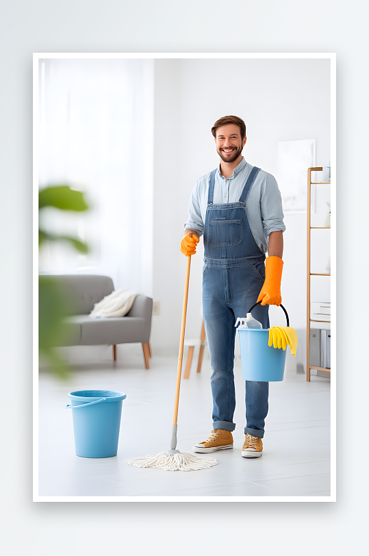 家政清洁工具保姆家政职业人物摄影图