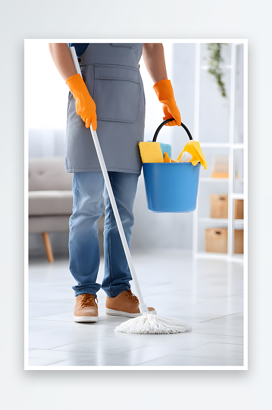 家政清洁工具保姆家政职业人物摄影图