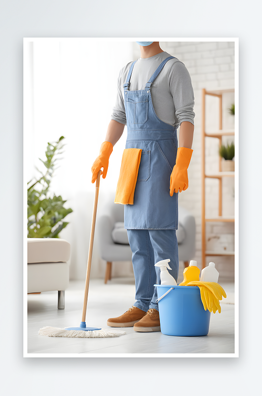 家政清洁工具保姆家政职业人物摄影图