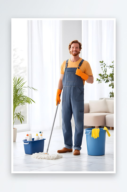 家政清洁工具保姆家政职业人物摄影图