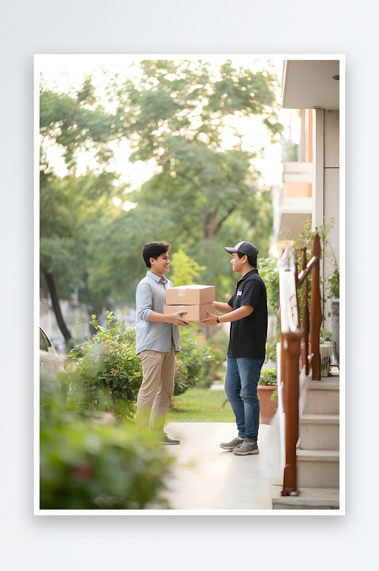 快递员快递小哥配送上门职业人物摄影图-众图网