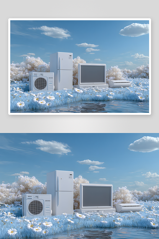 彩電夏季家用電器家電模型場(chǎng)景背景