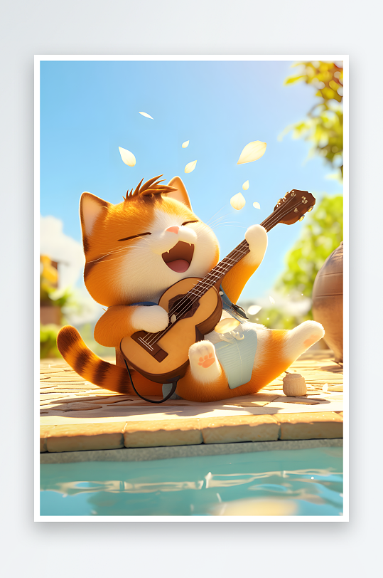 小暑大暑夏至夏季卡通荷叶狐狸猫咪动物模型插画-众图网