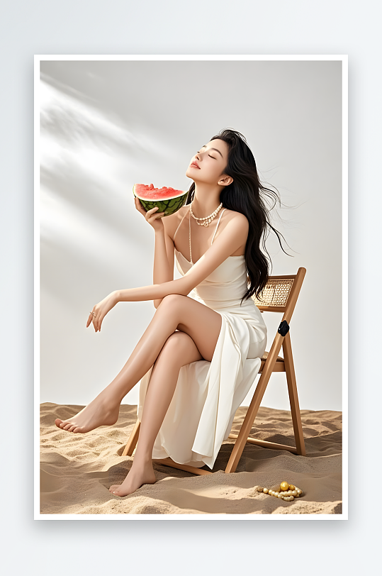 夏季大暑小暑海濱清爽美女醫(yī)美人物攝影圖