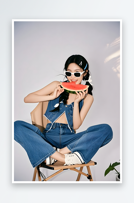 夏季大暑小暑海滨清爽美女医美人物摄影图-众图网